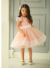 Lace Sleeve Pink Flower Girl Dress